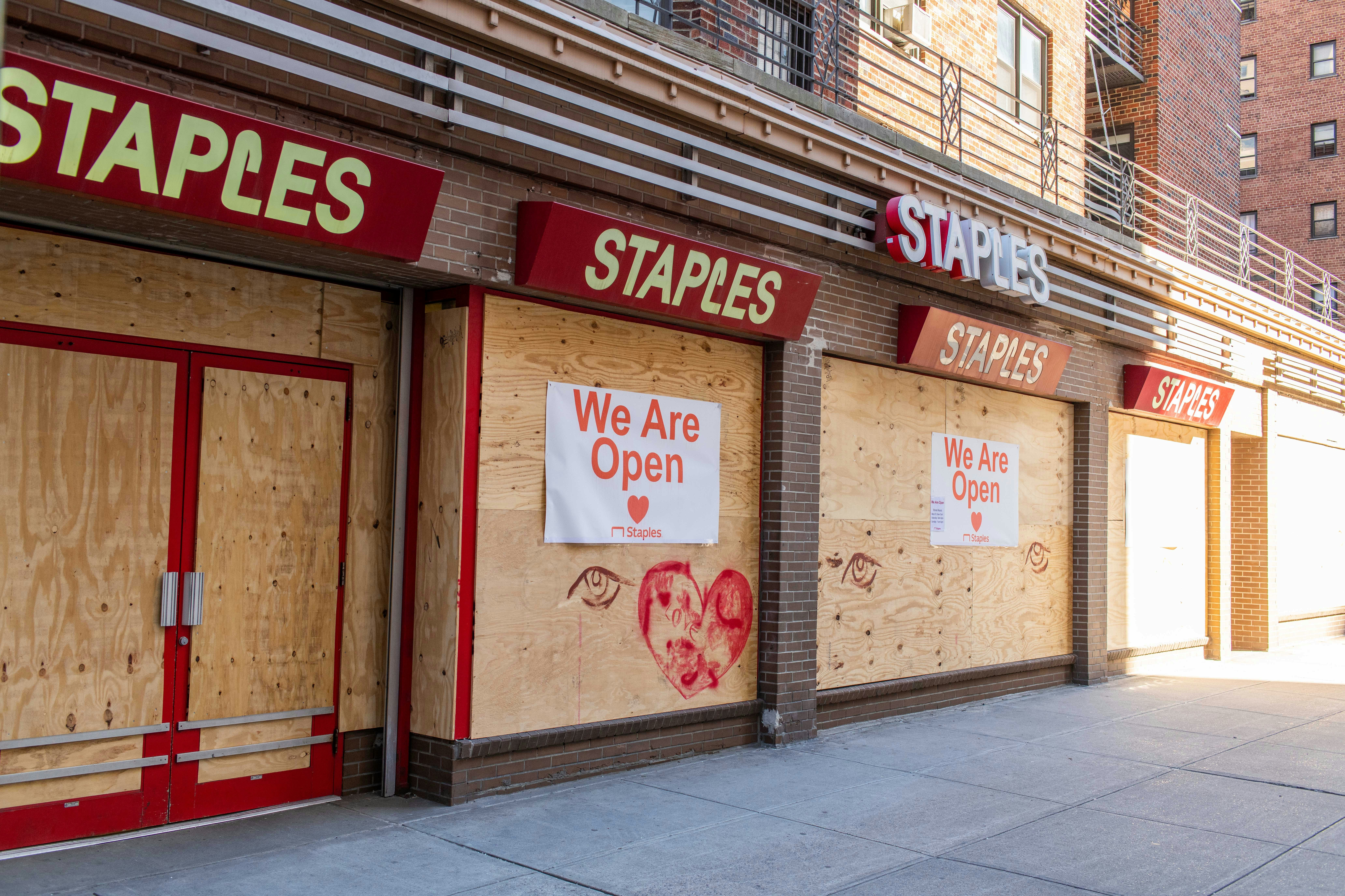 A closed Staples store.
